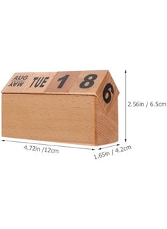 Generic Building Block Daily Calendar Creative Wooden Perpetual Calendar, Vintage Wood Flip Calendar Esthetic Desk Decor for Home, Office Small Desk Blocks Calendar  - Image 3