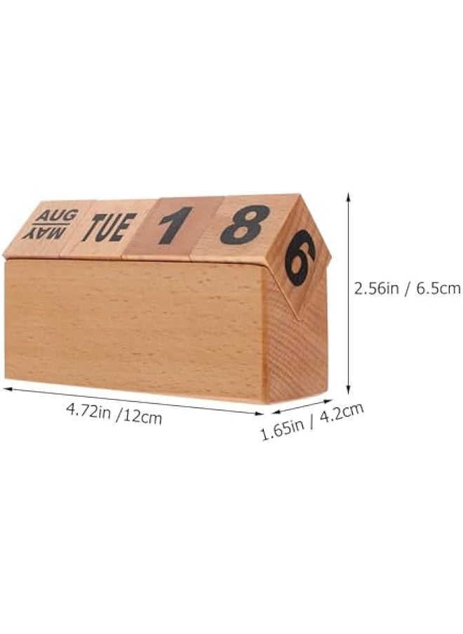 Generic Building Block Daily Calendar Creative Wooden Perpetual Calendar, Vintage Wood Flip Calendar Esthetic Desk Decor for Home, Office Small Desk Blocks Calendar  - Image 3