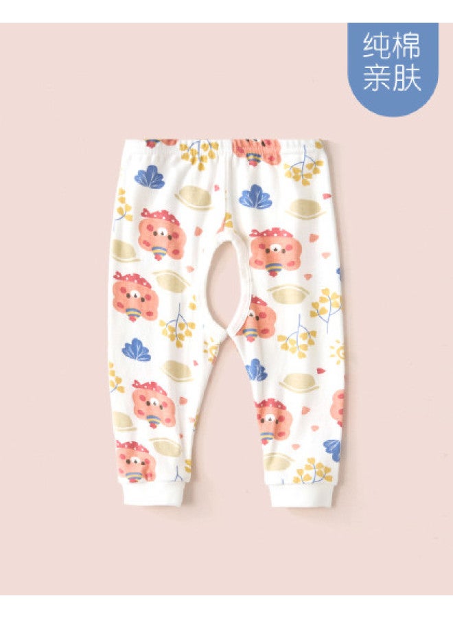 Doxiluka Baby Open-crotch Pants, Kids' Thermal Underwear, Pure Cotton Single Layer, Toddler Pants, Boys' Spring/autumn Sleep Pants, Girls' Base Layer Long Pants - Image 1