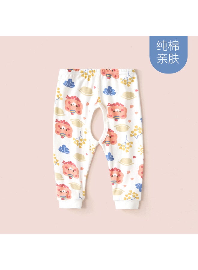 Doxiluka Baby Open-crotch Pants, Kids' Thermal Underwear, Pure Cotton Single Layer, Toddler Pants, Boys' Spring/autumn Sleep Pants, Girls' Base Layer Long Pants - Image 2