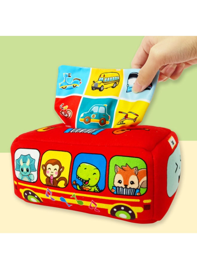 0-3 Years Old Baby Early Education Cloth Book Cartoon Geometric Figure Cloth Ball Cotton Ball Toy-Color:Fabric Tissue Box-car Style (3-ring Paper Scarves + 8-edged Silk Scarves)  - Image 5