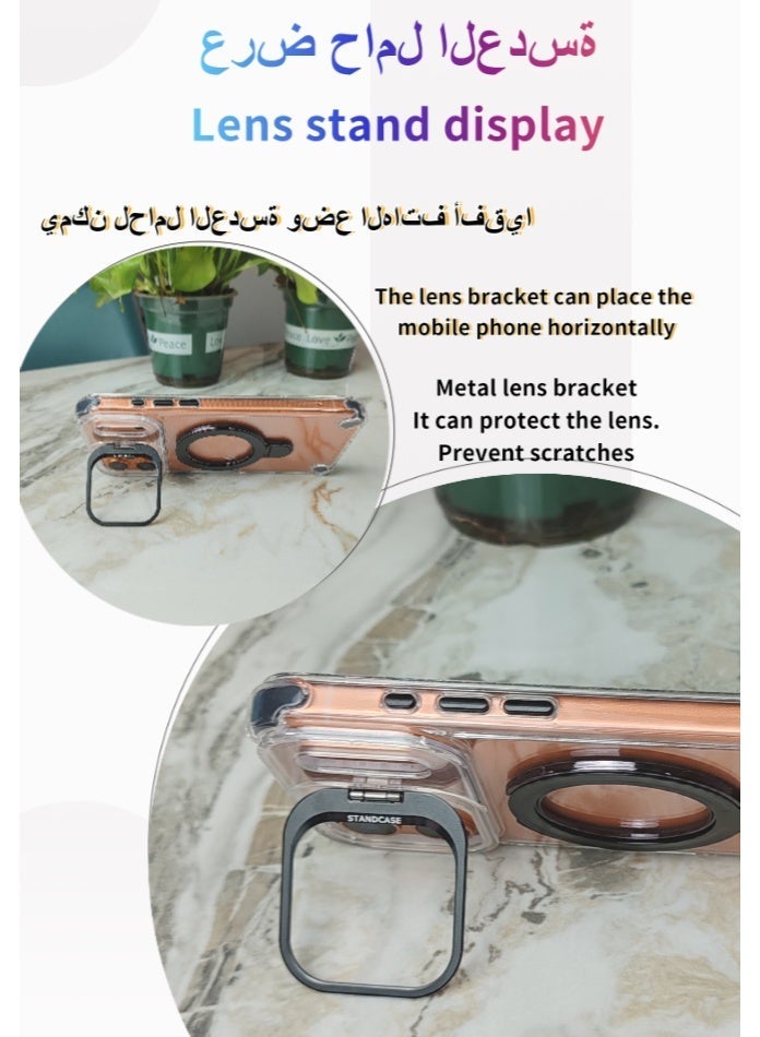 Case Compatible with Apple iPhone 17Pro Max, Dual Stands (Lens Stand and Back Plate Stand), Supports Magnetic Attraction and Wireless Charging, Transparent Back Panel, Fingerprint-Resistant, Non-Yellowing, Black Stands - Image 3