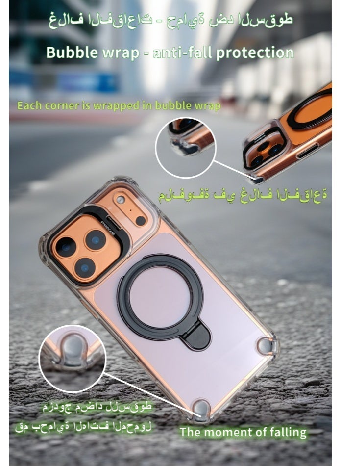 Case Compatible with Apple iPhone 17Pro Max, Dual Stands (Lens Stand and Back Plate Stand), Supports Magnetic Attraction and Wireless Charging, Transparent Back Panel, Fingerprint-Resistant, Non-Yellowing, Black Stands - Image 5