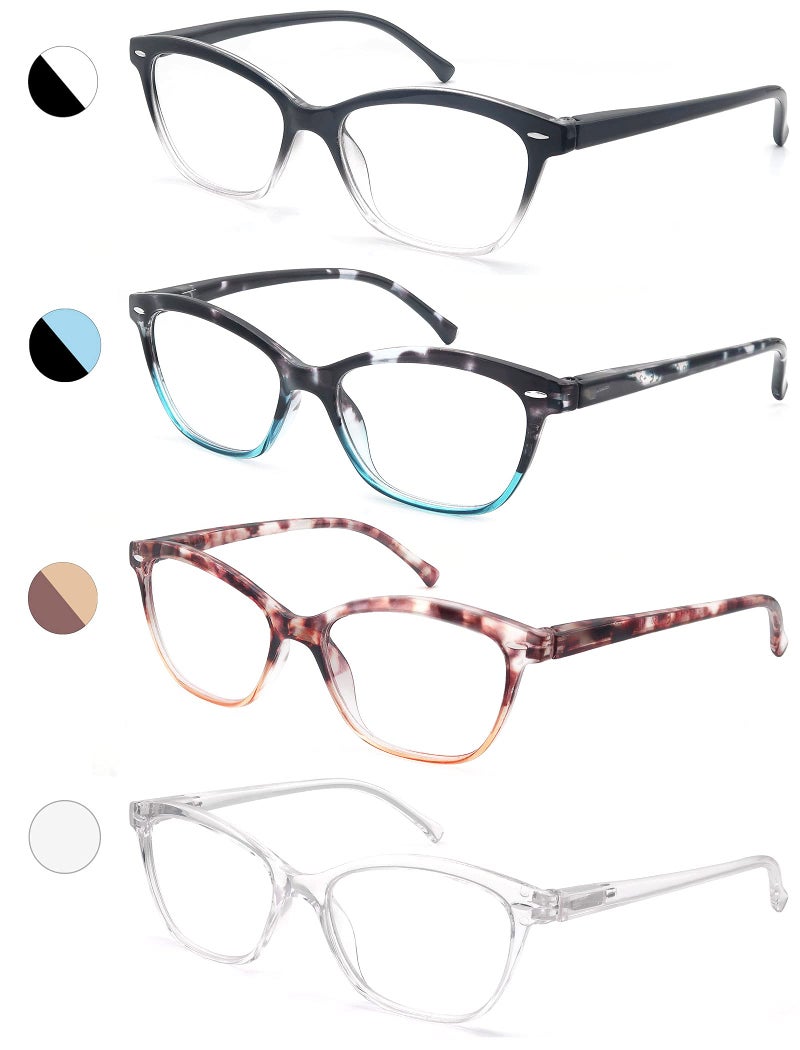 MODFANS Women Reading Glasses 15 4 Pair Stylish Ladies Readers with Comfort Spring Hinge Pattern Design Pouch Included