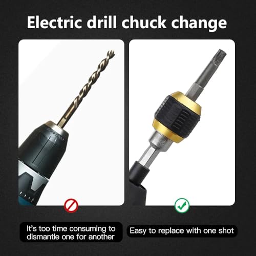 Bennort Self-Locking Drill Bit Holder Quick Release 1/4in Hex Shank Universal Drill Chuck Adapter, Screwdriver Drill Bit Extension Adapter for Handheld Drivers or Power Drill Tool [60mm Length] - Image 5