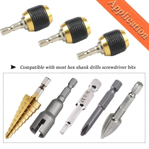 Bennort Self-Locking Drill Bit Holder Quick Release 1/4in Hex Shank Universal Drill Chuck Adapter, Screwdriver Drill Bit Extension Adapter for Handheld Drivers or Power Drill Tool [60mm Length] - Image 4