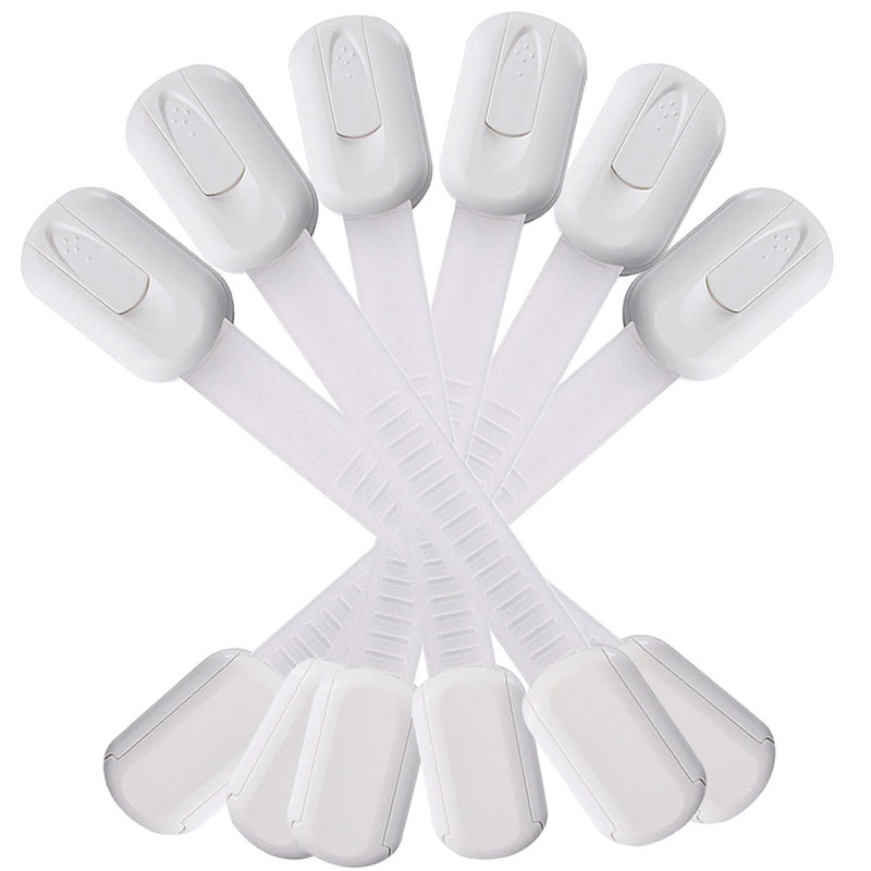 في ماسي 6 Pack Vmaisi Multi-Use Adhesive Straps Locks - Childproofing Baby Proofing Cabinet Latches for Drawers, Fridge, Dishwasher, Toilet Seat, Cupboard, Oven,Trash Can, No Drilling (White) (6) - Image 5