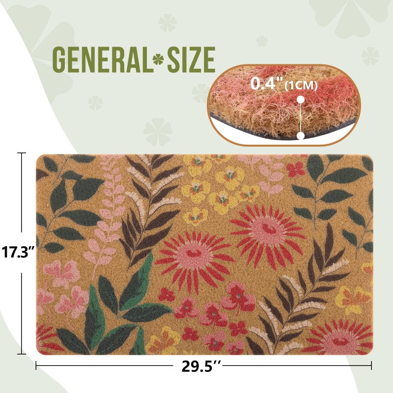 Carvapet Artificial Coir Doormat with Non-Slip Backing for Indoor and Outdoor 17 x 30 inch Front Door Welcome Mat Spring Summer Seasonal Doormat, Blossom - Image 2