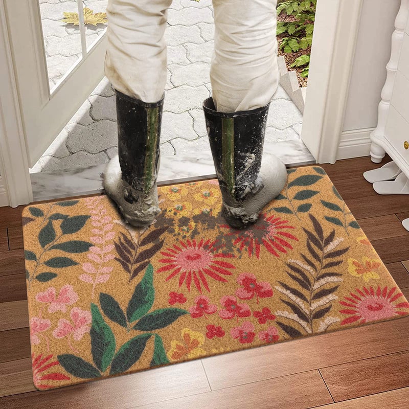 Carvapet Artificial Coir Doormat with Non-Slip Backing for Indoor and Outdoor 17 x 30 inch Front Door Welcome Mat Spring Summer Seasonal Doormat, Blossom - Image 5