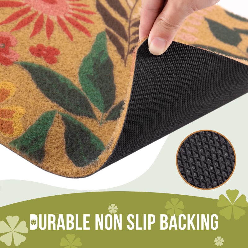 Carvapet Artificial Coir Doormat with Non-Slip Backing for Indoor and Outdoor 17 x 30 inch Front Door Welcome Mat Spring Summer Seasonal Doormat, Blossom - Image 3