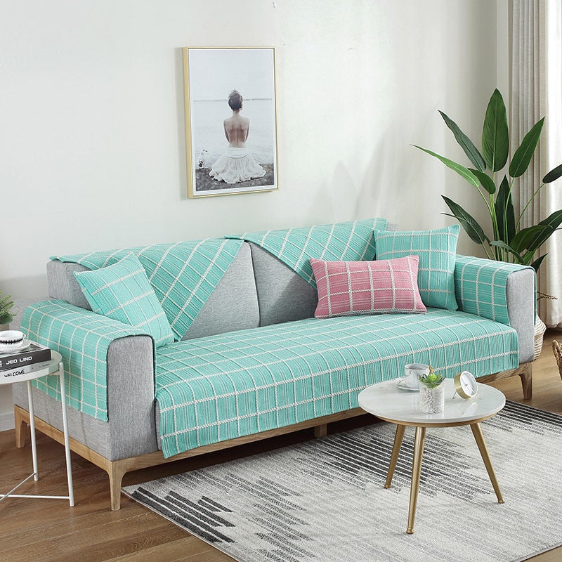 Non-Slip Sofa Cushion For All Seasons, Nordic Simple Cotton, Linen And Linen Cover Cloth, Coarse Cloth Seat Cushion Cover, Full Set - Image 1