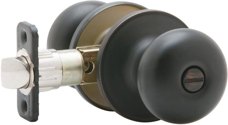 J-Series by Stratus Door Knob with Standard Trim, Bed & Bath Privacy Lock, Aged Bronze, J40 V STR 716