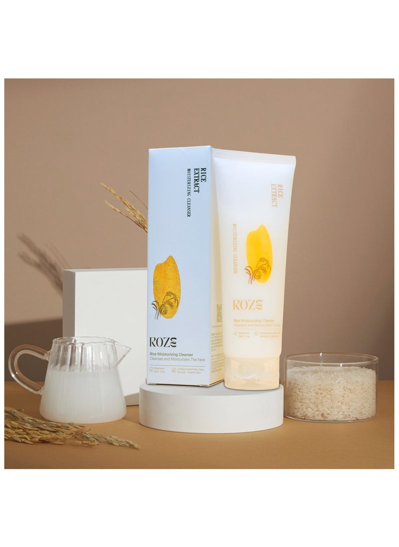 ROZE Roze Rice Moisturizing Cleanser – Rice, Aloe Vera & Goji Berries | Removes Makeup, Fights Acne, Boosts Collagen & 10X Glow for Clear, radiant Skin 120ml  - Image 4