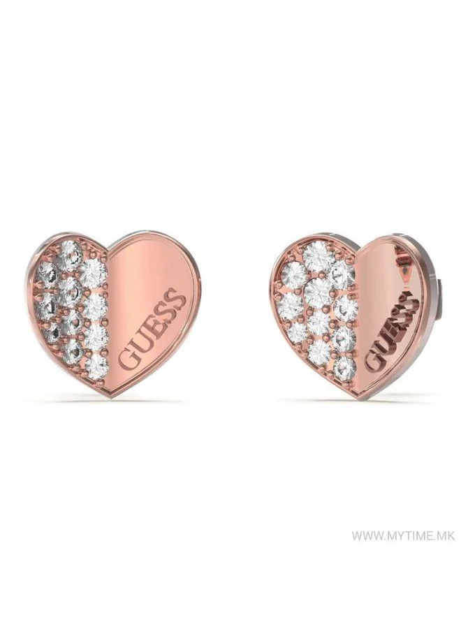 جس Plain & Pave Heart Stud Earrings