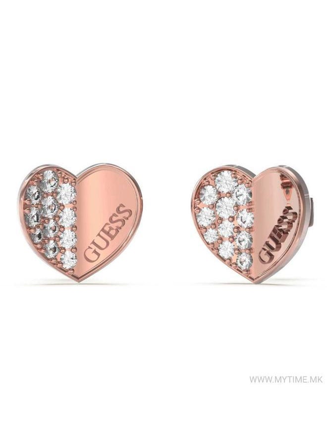 GUESS Plain & Pave Heart Stud Earrings 