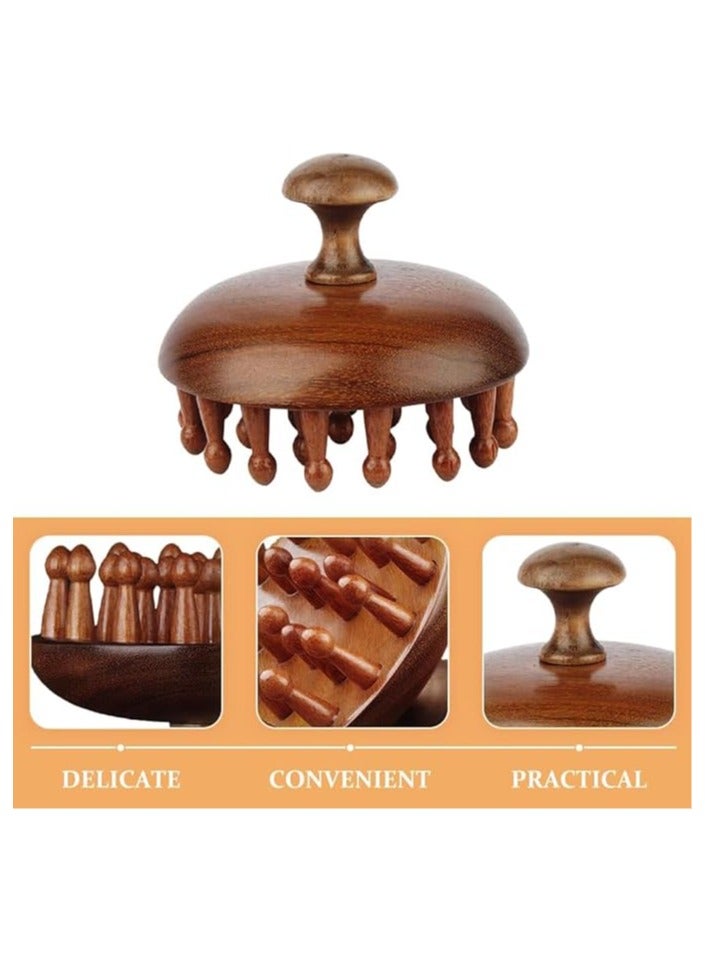 Aowin Bamboo Sandalwood Hair Comb,Wooden Head Scalp Massager,Natural Wooden Hair Brush,Portable Hair Comb Massager for Head Relief and Relaxation,Scalp Massage Tool,Anti-Static Wooden Comb - Image 4