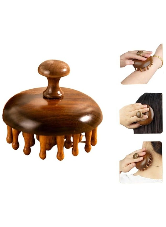 Aowin Bamboo Sandalwood Hair Comb,Wooden Head Scalp Massager,Natural Wooden Hair Brush,Portable Hair Comb Massager for Head Relief and Relaxation,Scalp Massage Tool,Anti-Static Wooden Comb - Image 1
