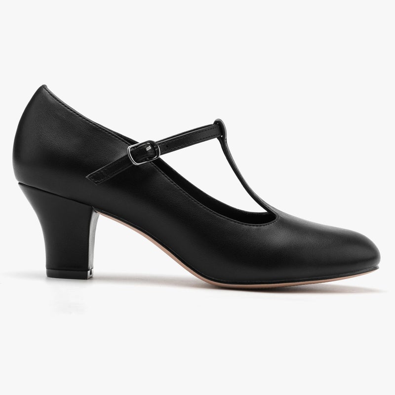 Stelle 2.5" Character Shoes for Women T-Strap Dance Heels for Ballroom Salsa Tango Wedding Flamenco Latin (2.5" Black,9.5MW) - Image 5