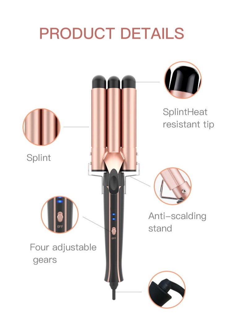 Generic Curling Wand Set 5-IN-1 Hair Curler Iron Professional Curling lron Set Instant Heat Up Hair Curler with 5 Interchangeable Ceramic 3 Barrel Hair Crimper with Heat Protective Glove & 2 Clips for Women  - Image 2