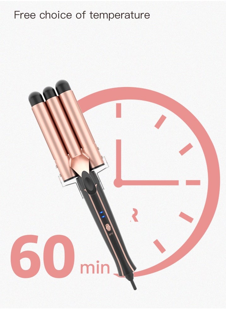 Generic Curling Wand Set 5-IN-1 Hair Curler Iron Professional Curling lron Set Instant Heat Up Hair Curler with 5 Interchangeable Ceramic 3 Barrel Hair Crimper with Heat Protective Glove & 2 Clips for Women  - Image 5
