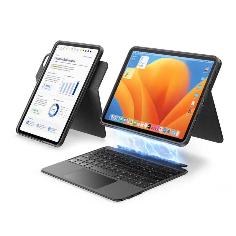 HOU Keyboard Case for iPad Air 13inch M4M3M2 iPad Pro 13inch M5M4 Pro 129inch Detachable Keyboard 360 Rotating Stand Portrait Landscape Mode MultiTouch Trackpad Backlit KeysBlack - Image 2