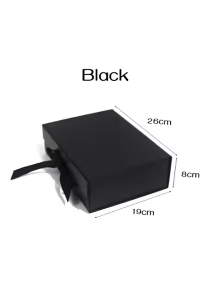 Luxury Magnetic Gift Box, Black Medium Gift Box with Ribbon, Folding Gift Box for Presents With Magnetic Lid, Suitable for Festival, Birthday, Anniversary, 26x19x8 cm - Image 2