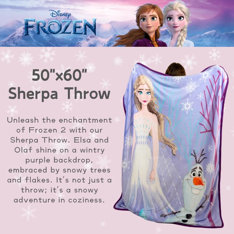 Franco Disney Frozen 2 Kids Bedding Soft Plush Sherpa Blanket Throw, 50 in x 60 in, (Officially Licensed Product) - Image 2