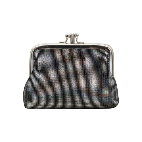 AdiStylinno Coin Purse for Women, Cute Small Kiss Lock Coin Pouch, Vintage Mini Change Purse Shiny Coin Wallet Bag with Clasp (Grey) - Image 1