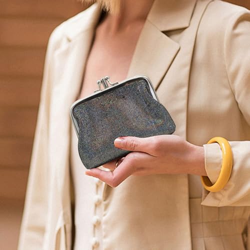 AdiStylinno Coin Purse for Women, Cute Small Kiss Lock Coin Pouch, Vintage Mini Change Purse Shiny Coin Wallet Bag with Clasp (Grey) - Image 5