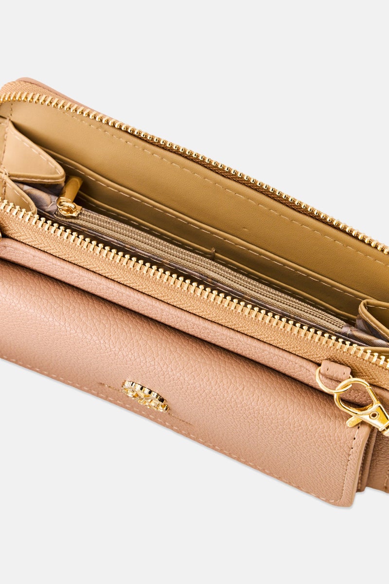 CXL by Christian Lacroix Women Blake Pebble Flap Snap Magnetic Closure Wallet, Latte - Image 3