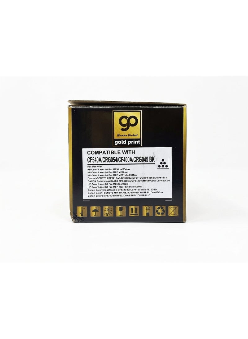 Gold Print Premium Toner Cartridge Universal Toner 203A CF540A, 201A CF400A, CRG045 Black, Compatible for HP Color LaserJet Pro M254dw, 254nw, HP Color LaserJet Pro MFP M280nw, HP Color LaserJet Pro MFP M281fdw, 281fdn, Canon i-SENSYS LBP621Cw, LBP623Cw, MF641Cw, MF643Cdw, MF645Cx, CANON Color imageCLASS MF642Cdw, MF641Cw, MF644Cdw, LBP622Cdw, HP Color LaserJet Pro M252dn, 252n, HP Color LaserJet Pro MFP M277dw, 277n, M274n, Canon Color imageCLASS MF634Cdw, LBP612Cdw, MF632Cdw, Canon Color i-SENSYS MF631Cn, 633Cdw, 635Cx, LBP611Cn, 613Cdw, Canon Satera MF634Cdw, MF632Cdw, LBP612C, LBP611C, (JAPAN POWDER)For Use With: HP LaserJet Enterprise - Image 3