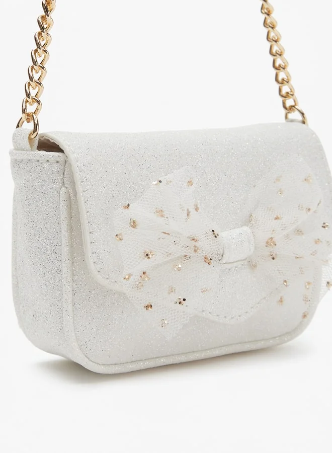 MISSY Little Missy Bow Embellished Crossbody Bag with Chain Strap