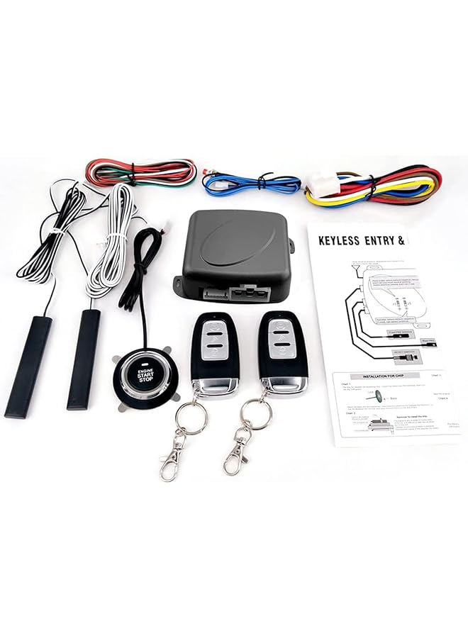 9Pcs Car Suv Switch Keyless Entry Engine Start Alarm System Push On Remote Starter Stop Auto-Theft System - Image 1