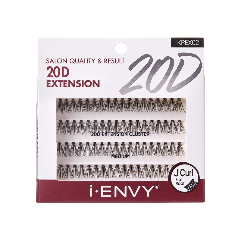 i.Envy i-ENVY 20D Extension Cluster Individual Lashes (Medium, 2 PACK) Flat Root Seamless Application Perfect For DIY Lash Extension - Image 2