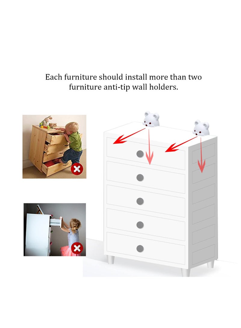 Excefore Cabinet Wall Anchors Protect, 2 Pcs Child Safety Cabinet Locks, Baby Proofing Upgraded Design, Protect Toddler And Pet From Falling Furniture, For Cabinets Drawers Fridge, Easy Installation - Image 4