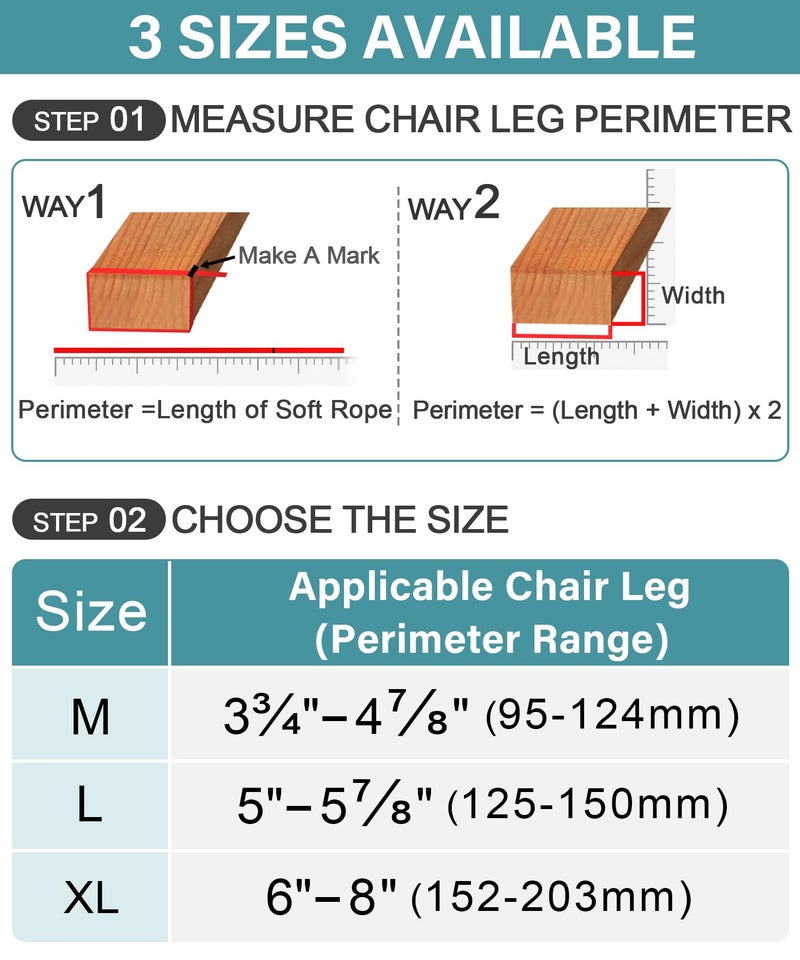 ANSIBLE 24 Pcs Chair Leg Floor Protectors Rectangle  Silicone Felt Furniture Leg Pads Caps Covers For Hardwood Floors (Fit Perimeter 5"" To 5-7/8"") - Image 5