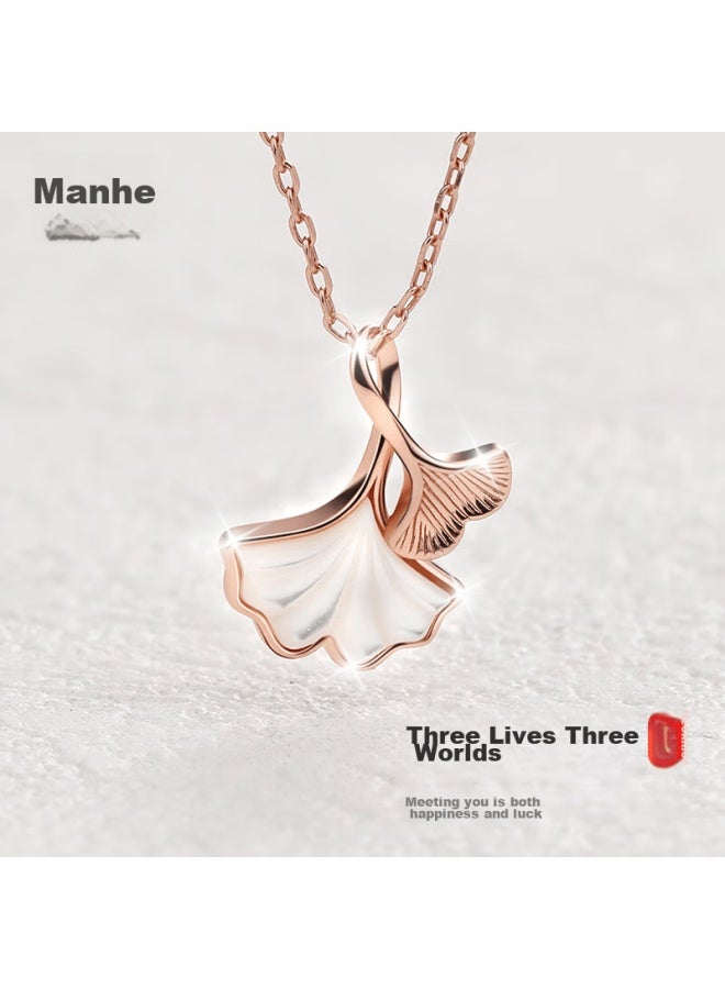 Manhe S999 Sterling Silver Three Lives With Apricot Pendant Necklace For Women, New Style Pendant, Birthday Gift For Wife Or Girlfriend - Image 1