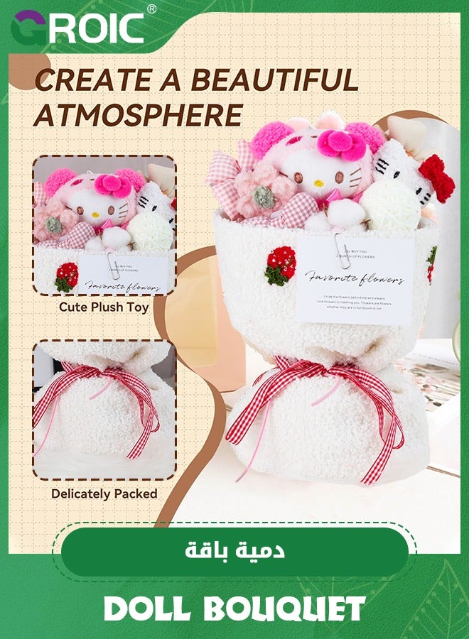 GROIC Hello Kitty Bouquet Doll, Handmade Cute Bouquet Plush Toys, Animal Soft Stuffed Bouquet Toy, Flower Bouquet Dolls Gift for, Birthday, Bridal Shower, Graduation - Image 3