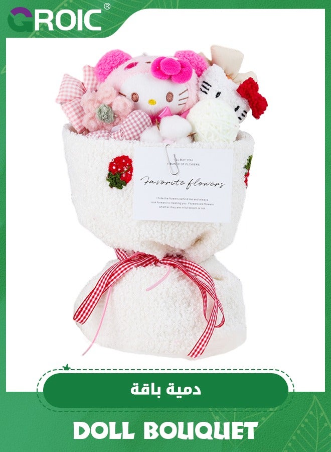 GROIC Hello Kitty Bouquet Doll, Handmade Cute Bouquet Plush Toys, Animal Soft Stuffed Bouquet Toy, Flower Bouquet Dolls Gift for, Birthday, Bridal Shower, Graduation - Image 1