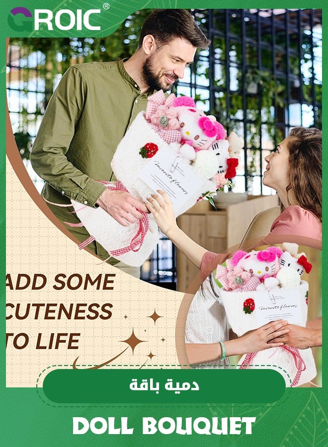 GROIC Hello Kitty Bouquet Doll, Handmade Cute Bouquet Plush Toys, Animal Soft Stuffed Bouquet Toy, Flower Bouquet Dolls Gift for, Birthday, Bridal Shower, Graduation - Image 4