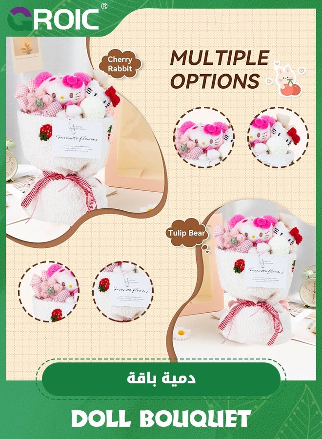 GROIC Hello Kitty Bouquet Doll, Handmade Cute Bouquet Plush Toys, Animal Soft Stuffed Bouquet Toy, Flower Bouquet Dolls Gift for, Birthday, Bridal Shower, Graduation - Image 5