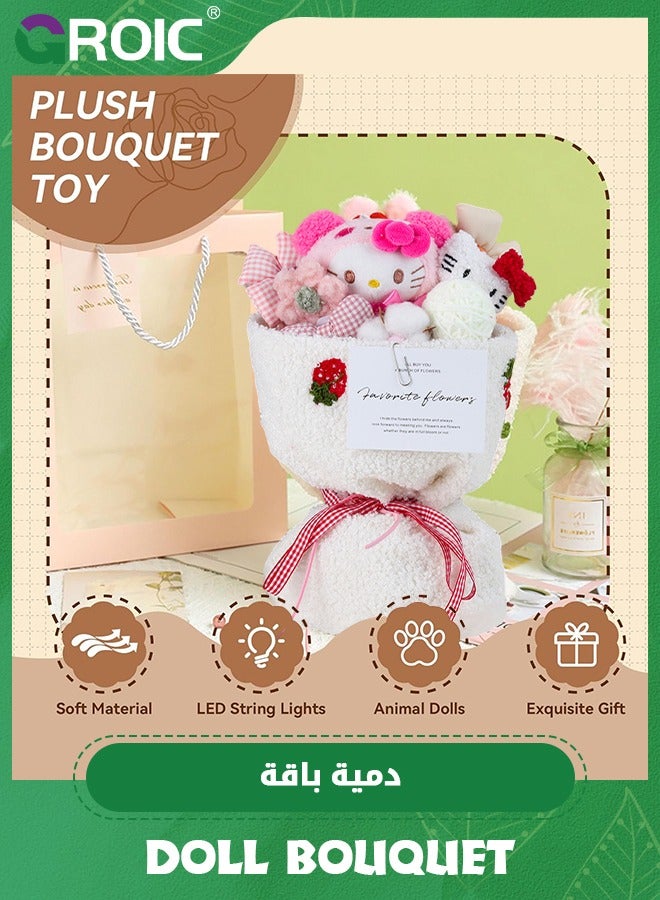 GROIC Hello Kitty Bouquet Doll, Handmade Cute Bouquet Plush Toys, Animal Soft Stuffed Bouquet Toy, Flower Bouquet Dolls Gift for, Birthday, Bridal Shower, Graduation - Image 2