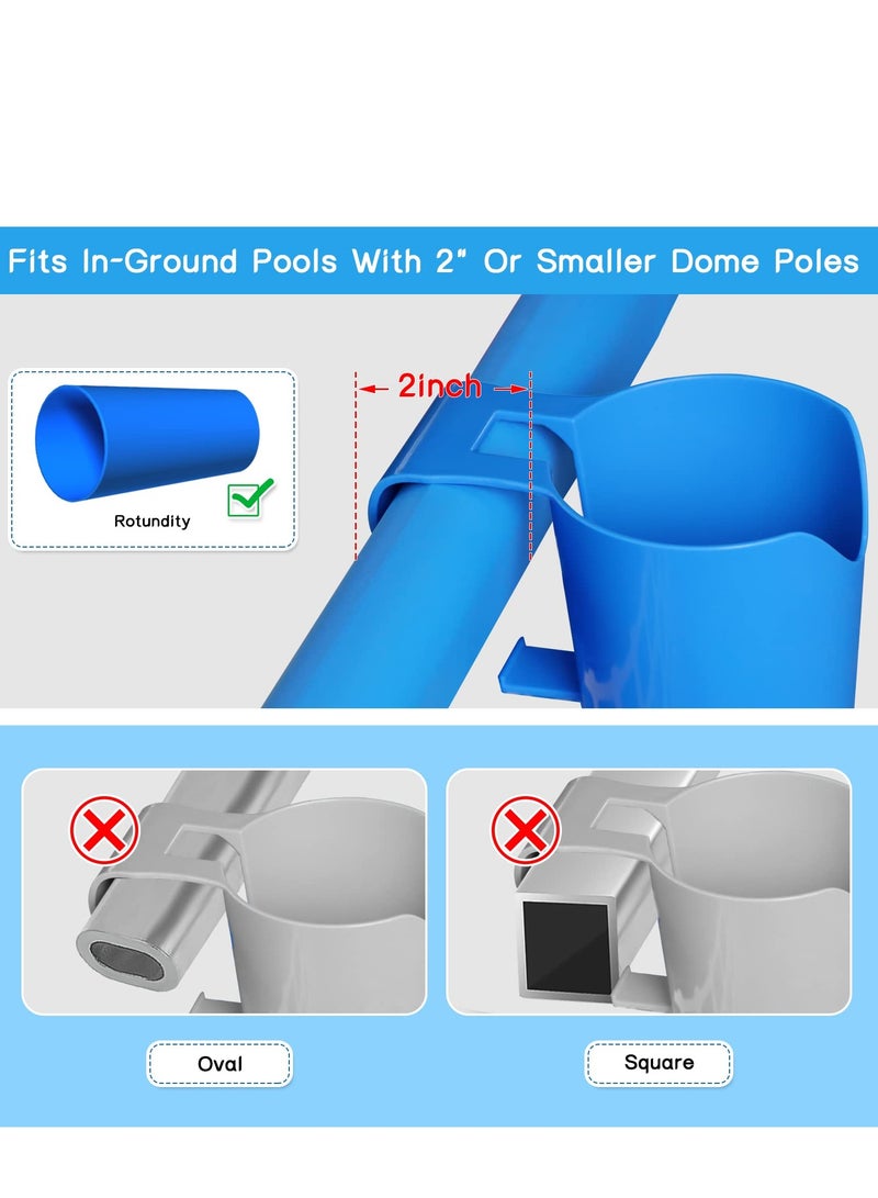 SOLARAE Poolside Cup Holders for Above Ground Pools Plastic Swimming Pool Drink Holder ,Enjoy Your Drinks Without Spills for Drinks Fit for 2‚ÄùOr Thinner Round Top Rails (Blue 4PCS) - Image 3