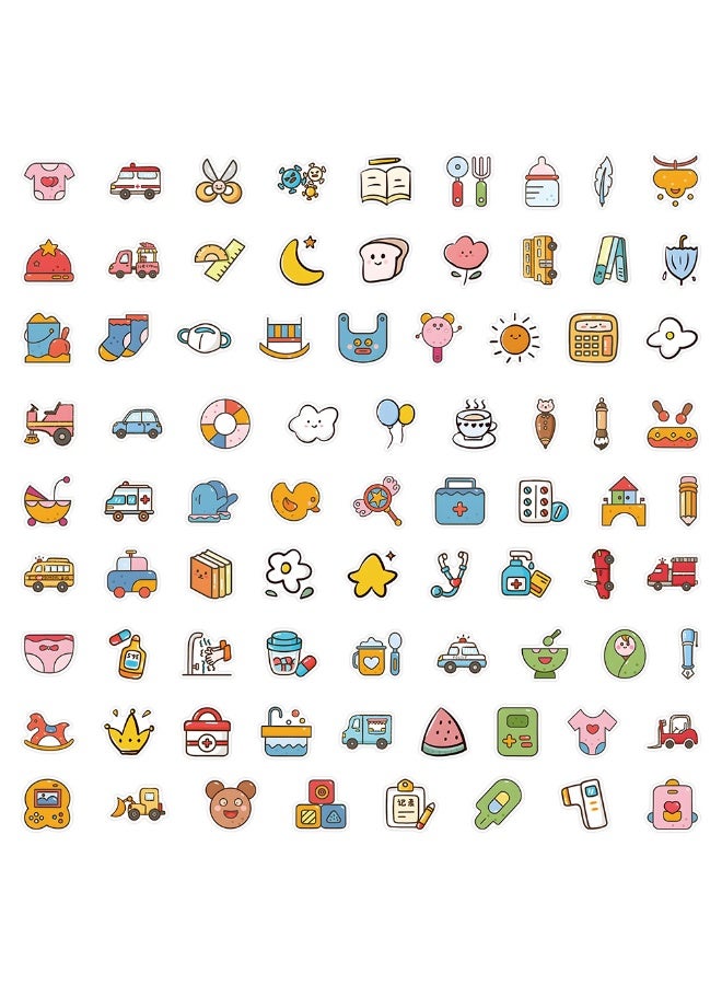 NIBEMINENT 80 Pcs Cartoon Illustration Deco Kit Waterproof Stickers, High Definition Printing Bright Colors, Suitable for Laptop Skateboard Luggage Water Bottle Guitar DIY - Image 1