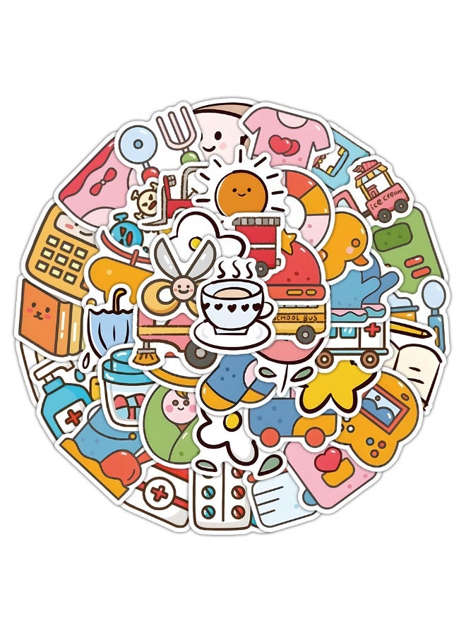 NIBEMINENT 80 Pcs Cartoon Illustration Deco Kit Waterproof Stickers, High Definition Printing Bright Colors, Suitable for Laptop Skateboard Luggage Water Bottle Guitar DIY - Image 3