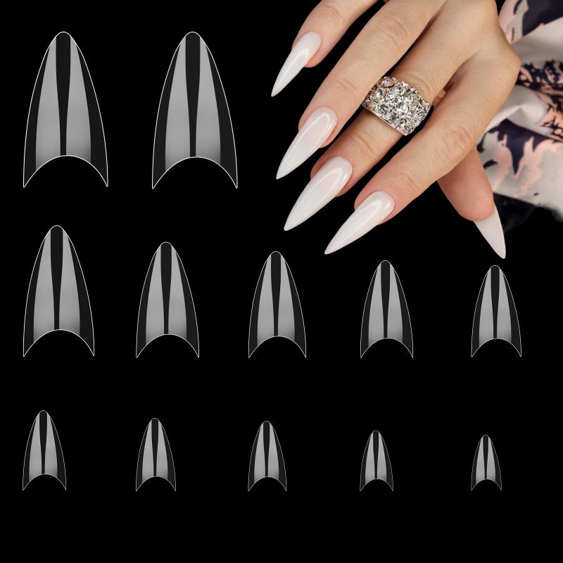 simarro 500 Pcs Short Nail Tips Almond Half Cover Nail Tips Nail Extensions Transparent Gel Nails for Nail Technicians Beginners DIY Practice Art Design at Home - Image 3
