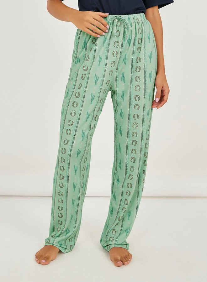 ستايلي Country Girl Graphic Print T-Shirt and Pyjama Set