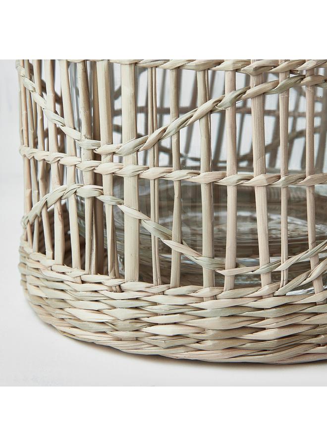 Zaboon Lantern For Block Candle, Handmade Sedge - Image 4