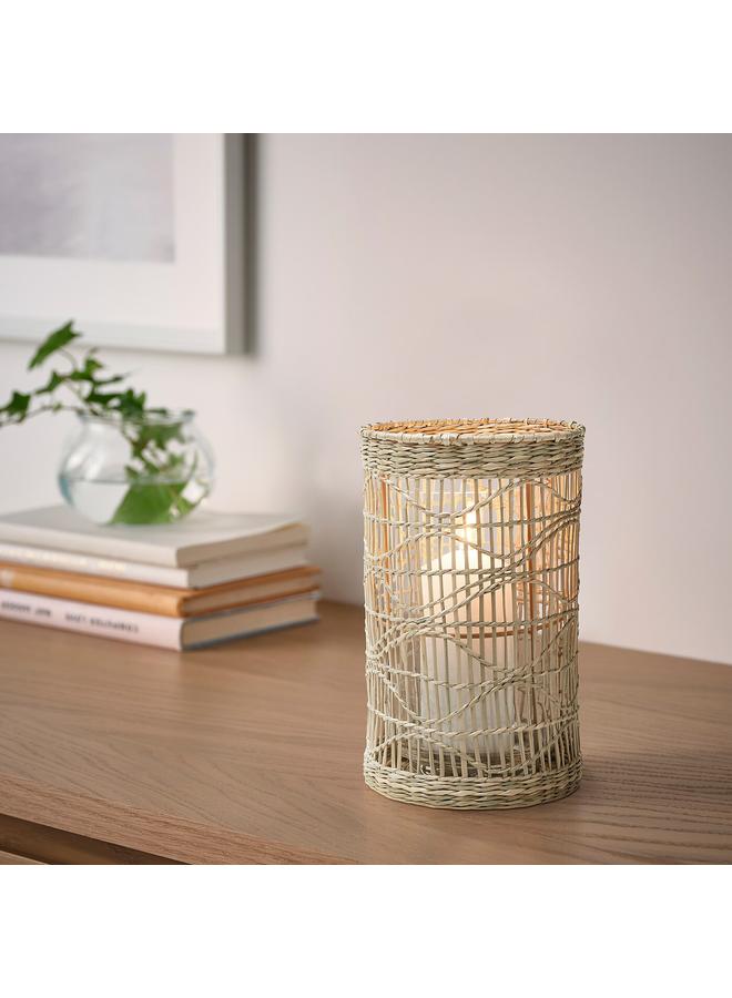 Zaboon Lantern For Block Candle, Handmade Sedge - Image 2