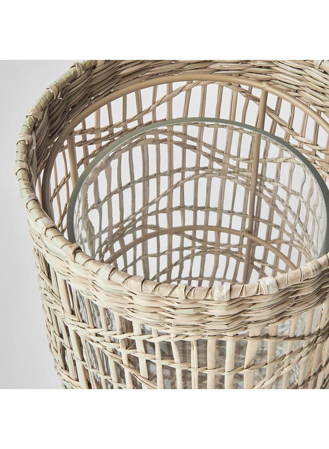 Zaboon Lantern For Block Candle, Handmade Sedge - Image 3